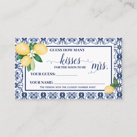 ゲーム地中海の夫人のキス数 プレイスカード (正面)