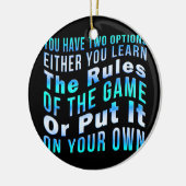 ゲーム学皮肉なジョークのおもしろいギャグの規則 セラミックオーナメント (左)