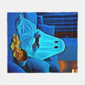 ゲーム幽霊コージーナイトインデザイン フリースブランケット (正面(横))