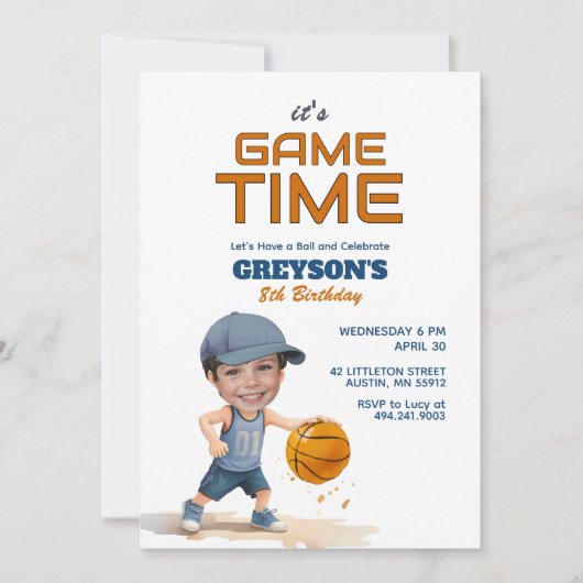 ゲーム時間の任意の年齢の誕生日写真招待状 招待状 (正面)