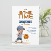 ゲーム時間の任意の年齢の誕生日写真招待状 招待状 (スタンド正面)