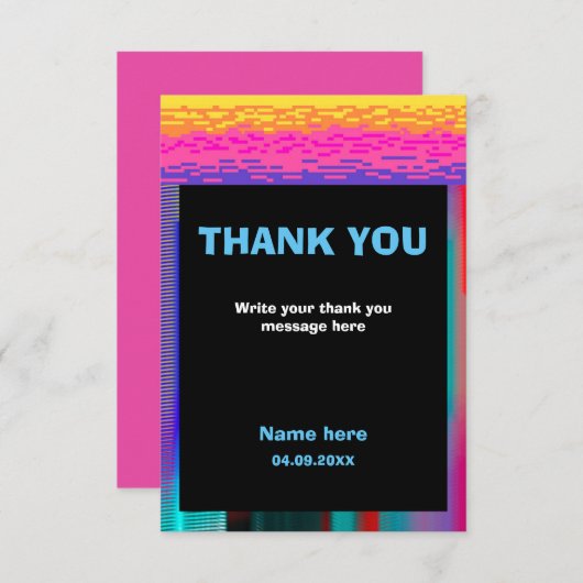 ゲーム時間キッズピクセレーションゲーム誕生日 サンキューカード (正面/裏面)