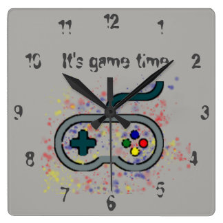 ゲーム時間ゲーマー時計 スクエア壁時計