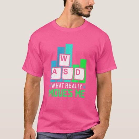 ゲーム用キーボードWasdデスクトップPcゲームの動き Tシャツ (正面)