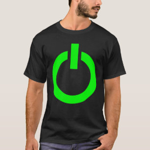 ゲーム用電源ボタングローネオン緑Tシャツ Tシャツ