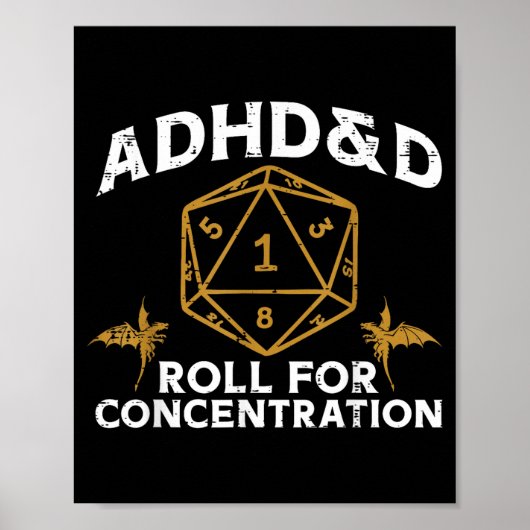 ゲーム用ADHD&D面白いゲーマー男性少年青年 ポスター (正面)