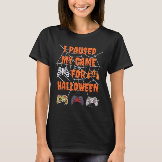 ゲーム私はハロウィーンのおもしろいゲーマーBoのために私のゲームを一時停止 Tシャツ (正面)
