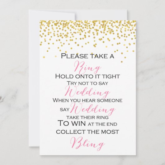 ゲーム結婚の5x7インチサインを言わない 招待状 (正面)