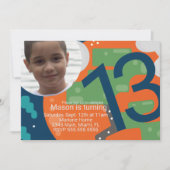 ゲーム誕生日パーティピクセルゲーマーフォト 招待状 (正面)