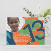 ゲーム誕生日パーティピクセルゲーマーフォト 招待状 (スタンド正面)