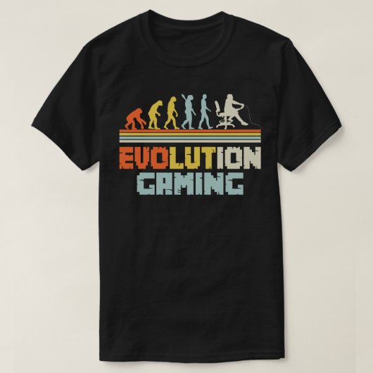 ゲーム進化ビデオ人間おもしろい進化ギフト Tシャツ (デザイン正面)