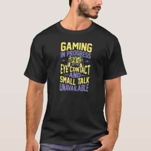 ゲーム進行中の目と連絡小さなトーク Tシャツ