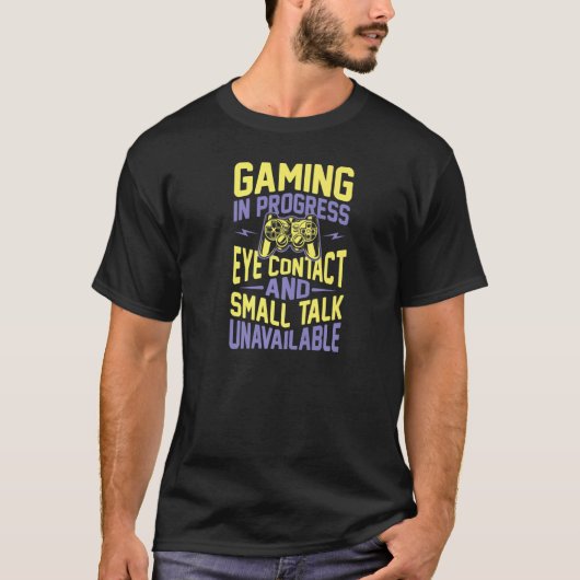 ゲーム進行中の目と連絡小さなトーク Tシャツ (正面)