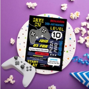 ゲーム開始！ コンソールジョイスティック誕生日パーティー招待状 招待状