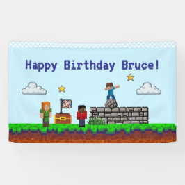 ゲーム開始! ピクセルブロックゲーム誕生日 横断幕