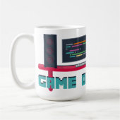 ゲーム開発者マグカップ – 青い文字 コーヒーマグカップ (左)