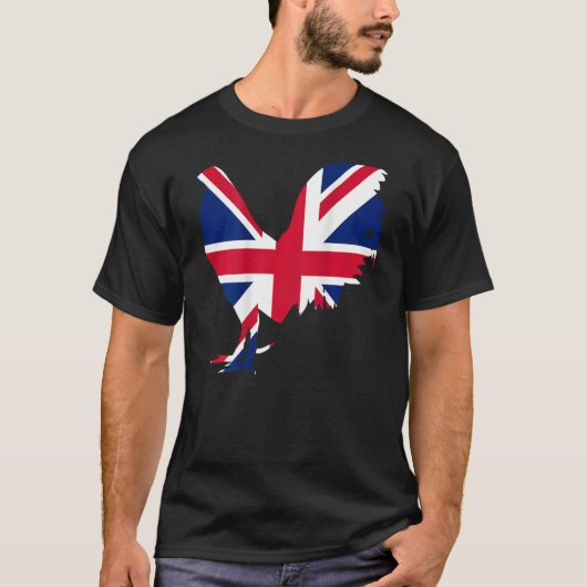 ゲーム闘鶏 イギリス 英国旗 ゲームファウル ニワトリ Tシャツ (正面)