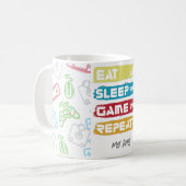 ゲーム食べスリープゲームの繰り返しカスタマイズ-文字 コーヒーマグカップ (正面左)