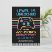 ゲーム10代のゲーマーボーイビデオゲームプレーヤー誕生日 招待状 (スタンド正面)