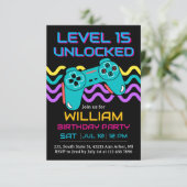 ゲーム10代のゲーマーボーイビデオゲームプレーヤー誕生日 招待状 (スタンド正面)