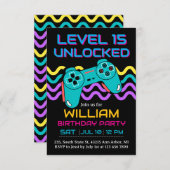 ゲーム10代のゲーマーボーイビデオゲームプレーヤー誕生日 招待状 (正面/裏面)