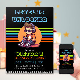 ゲーム10代のゲーマーボーイビデオゲームプレーヤー誕生日 招待状