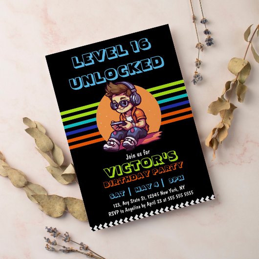 ゲーム10代のゲーマーボーイビデオゲームプレーヤー誕生日 招待状