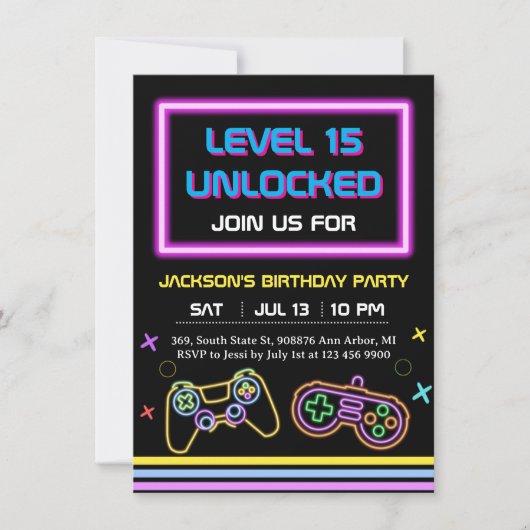ゲーム10代のゲーマーボーイビデオゲームプレーヤー 招待状 (正面)