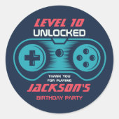 ゲーム10代のビデオゲームプレーヤーゲーマーバースデーパーティー ラウンドシール (正面)