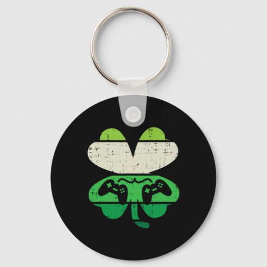 ゲーム シャムロック レトロ セントパトリックデー 少年 メンズ ガール キーホルダー (正面)