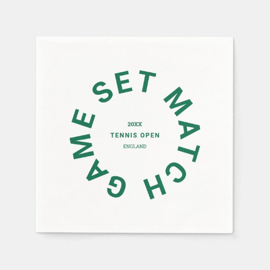 ゲーム セット マッチ グリーン テニス トーナメント クレスト スタンダードカクテルナプキン (正面)