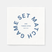 ゲーム セット マッチ ブルー テニス トーナメント クレスト スタンダードカクテルナプキン (正面)