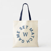 ゲーム セット マッチ ブルー モノグラムイニシャル テニス トートバッグ (裏面)