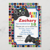 ゲーム! ビデオゲームのテーマの誕生会Invitatio 招待状 (正面/裏面)