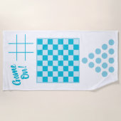 ゲーム! ビーチタオル、チェッカー板、tic TACのつま先 ビーチタオル (正面)