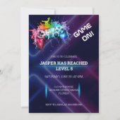 ゲーム レベルアップ ゲーマー 誕生日 招待状 (正面)