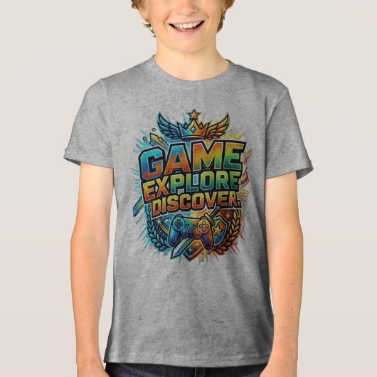 ゲーム、探索、発見 トライブレンドTシャツ (正面)