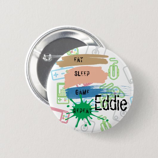 ゲーム:食べSLEEP GAME REPEAT -カスタマイズ名前 缶バッジ (正面&裏面)