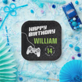 ゲームGamingネオングリーン、任意の年齢の誕生日パーティー ペーパープレート (パーティー)