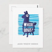 ゲームLlamaここで我々は少年のグラフィックティーンに着陸 ポストカード (正面/裏面)