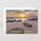 ゲールビーチアルガルヴェのアルブフェイラに夕日。ポルトガル ポストカード (正面/裏面)