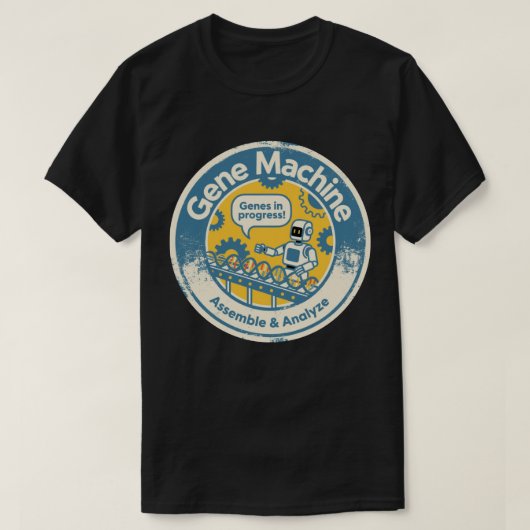ゲーンマシン バイオインフォマティクスの未来を組み立てる Tシャツ (デザイン正面)