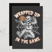 ゲー包まれたム・バスケットボールのハロウィーンで上がる 招待状 (正面/裏面)