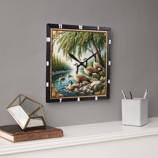 ゲー素朴ゼ原野 スクエア壁時計 (オフィス)