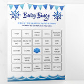 ゲー航海のム男の赤ちゃんブルー1st誕生日パーティー 三つ折り招待状 (内部最初)