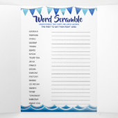 ゲー航海のム男の赤ちゃんブルー1st誕生日パーティー 三つ折り招待状 (内部中)