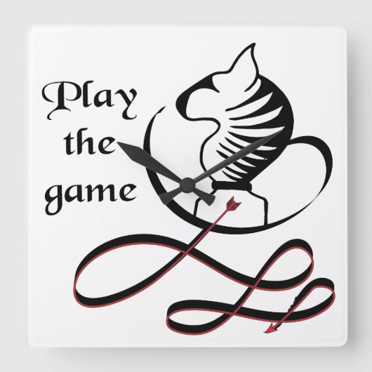 ゲー遊ム・ブル・テリア スクエア壁時計 (正面)