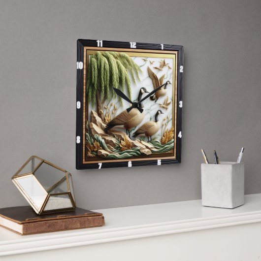 ゲー飛んでいるゼ林 スクエア壁時計 (オフィス)