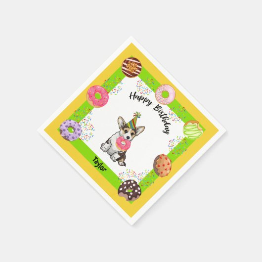 コおもしろいルギドナツバースデーパーティナプキン スタンダードカクテルナプキン (角)