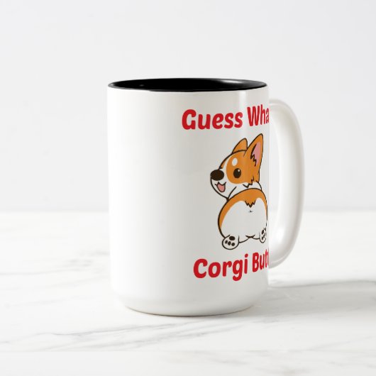コおもしろいルギ何だと思う?コーギお尻! ツートーンマグカップ (正面右)